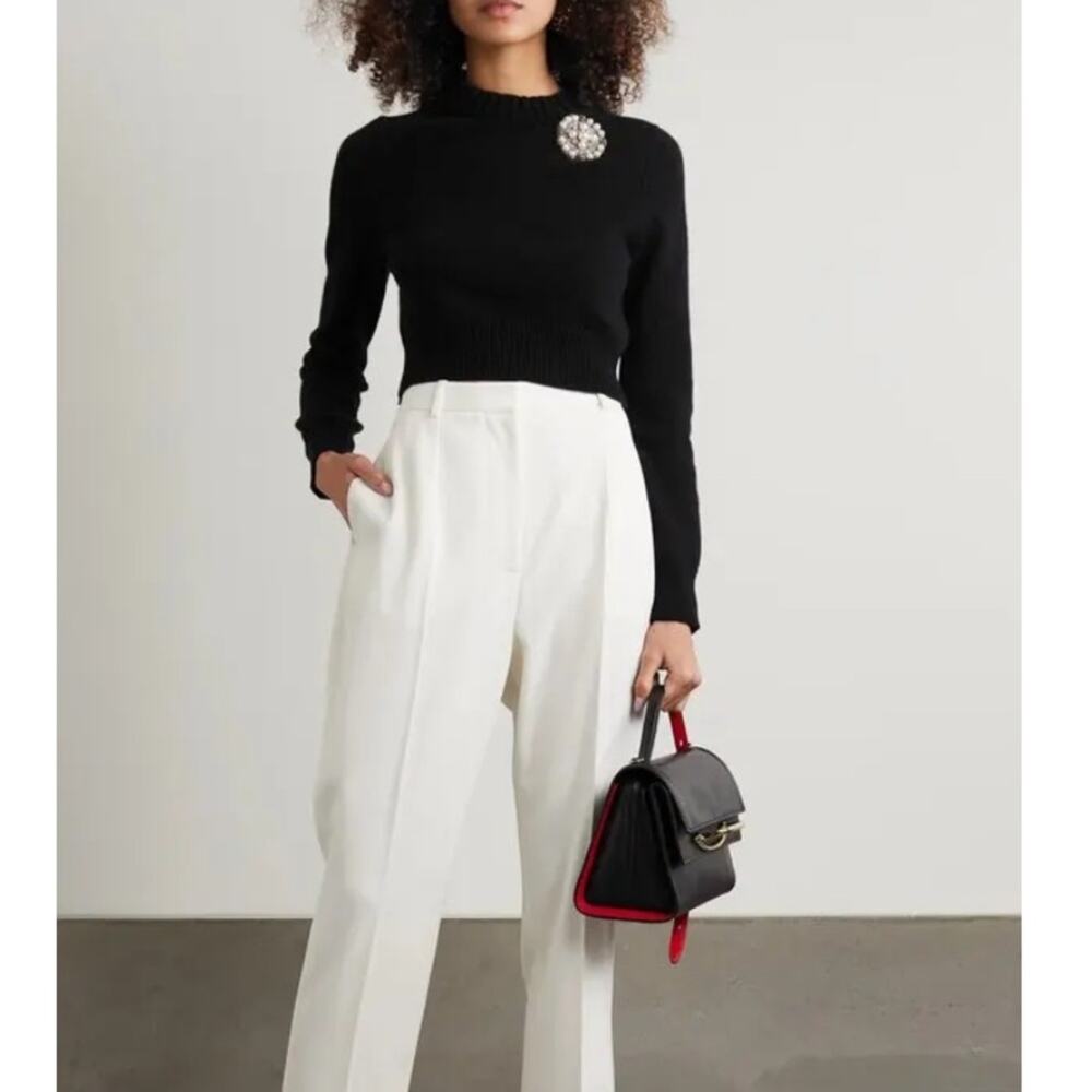 ALEXANDER MCQUEEN Cropped Embellished Cashmere Sweater